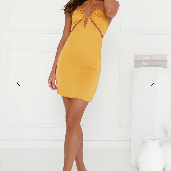 Orange Satin Mini Dress - Hello Molly NWT - Picture 3 of 8